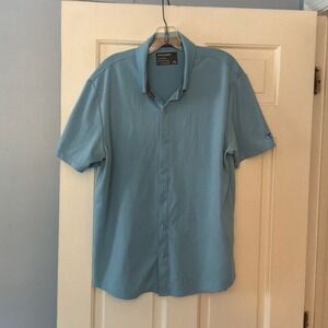 Twillory Athleisure Performance Short Sleeve Button Down Shirt Blue XL Golf Tech